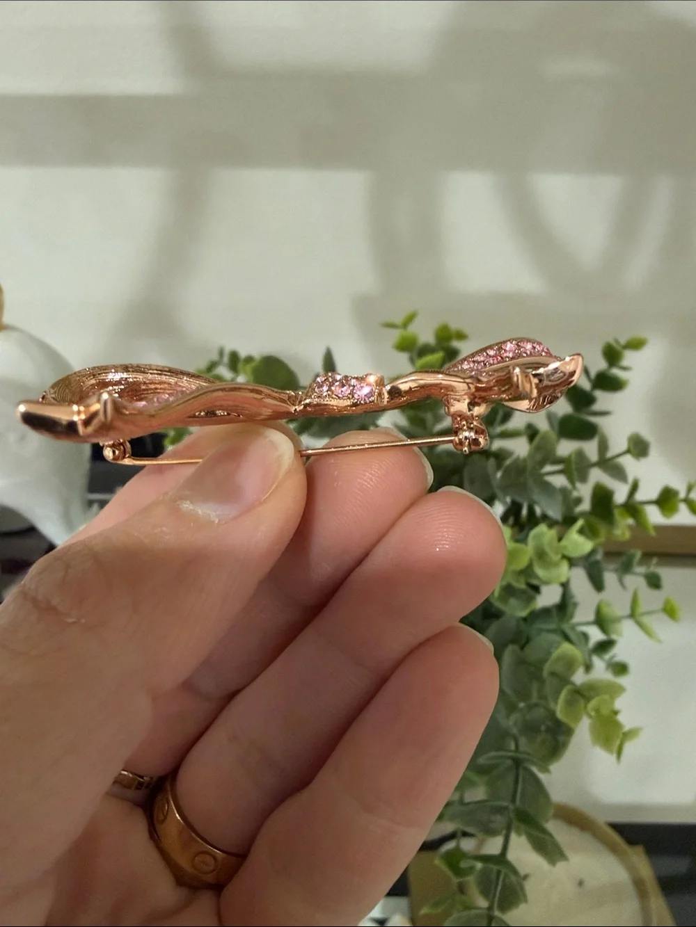Pink Rhinestone Bow Brooch